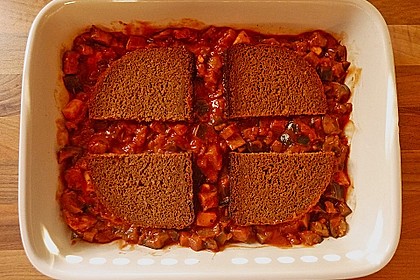 Brotauflauf mit Auberginen 1