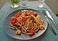 Linguine mit Zitronen-Rosmarin-Garnelen und Steinpilzen