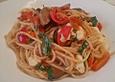 Spaghetti mit Paprika-Auberginengem&uuml;se und Mozzarella