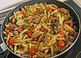 Supereinfache Zucchini-Champignon-Nudelpfanne mit Cocktailtom&auml;tchen