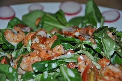 Feldsalat mit Garnelen und Tomaten 18