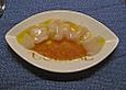 Sashimi von Jakobsmuscheln mit Gew&uuml;rz&ouml;l und Ponzu Sauce