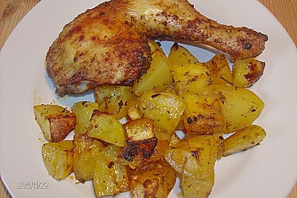 Kürbis, Kartoffeln und Hähnchenschenkel aus dem Backofen 22