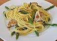 Spaghetti mit gr&uuml;nem Spargel und Putenbrustfilet