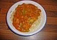 Capellini an Lauch-Garnelen mit scharfer Krebssauce