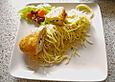 Gef&uuml;llte Piccata mit Knoblauchspaghetti