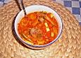 Schlanke Tomaten-Gem&uuml;sesuppe mit Hackb&auml;llchen