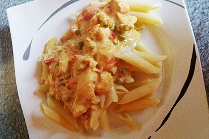 Einfache Gem&uuml;se-K&auml;se-Gefl&uuml;gelpfanne
