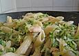Italienische Penne mit Zucchini, Garnelen und R&auml;ucherlachs
