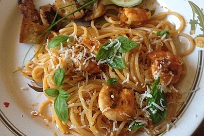 Spaghetti aglio olio e scampi 2