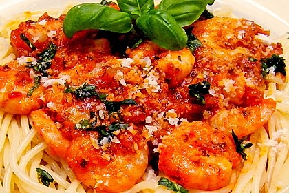 Spaghetti aglio olio e scampi 14