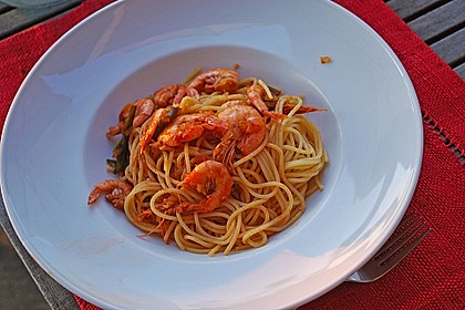 Spaghetti aglio olio e scampi 7