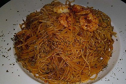 Spaghetti aglio olio e scampi 29