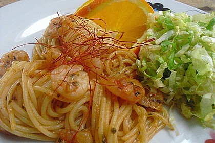 Spaghetti aglio olio e scampi