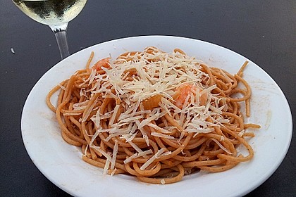 Spaghetti aglio olio e scampi 25