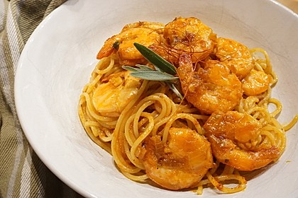 Spaghetti aglio olio e scampi 13