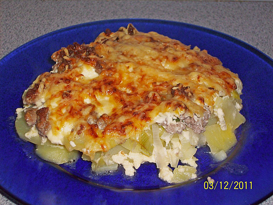 Kartoffel Lauch Auflauf Mit Hackfleisch Und Feta