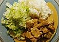Putenstreifen mit Currysauce und Spitzkohl