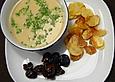 Kartoffelsuppe mit glasierten Maronen