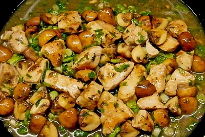Putengulasch mit Champignons