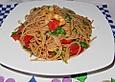 Spaghetti mit Rucola und Garnelen in Vanille-Tomaten