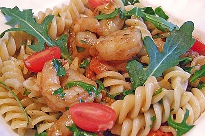 Spaghetti mit Rucola und Garnelen in Vanille-Tomaten 2