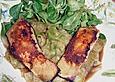 Lachs mit Wasabi-Panade auf Gurkensalat