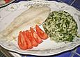 Pangasiusfilet mit gr&uuml;nem Risotto