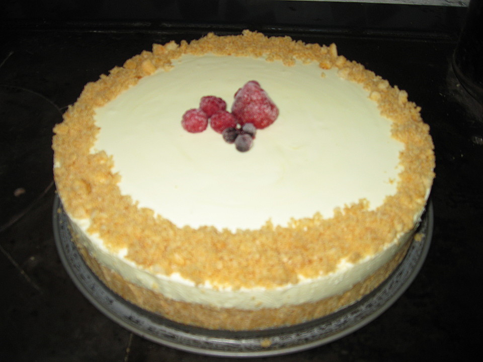 Frischkäsetorte Philadelphia Torte mit Pfirsichen, Kuchen