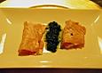 Gebranntes Lachs-Sashimi mit Pesto