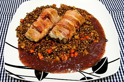 Zander im Speckmantel mit Balsamico-Linsen 4