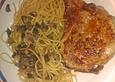 Koteletts mit Champignons und Spaghetti