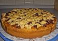 Pfirsich-Kirsch Kuchen mit Rahmguss und Streuseln