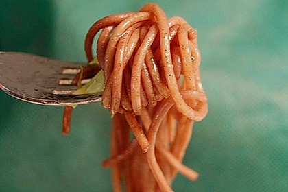 Glasierte Rotweinspaghetti