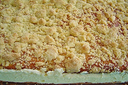 Hefe-Streuselkuchen mit Pudding und Sahne 2