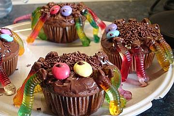 Spinnenmuffins für Halloween