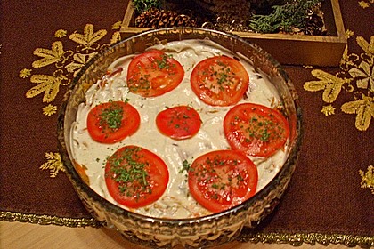 Auberginen-Tomaten-Schichtsalat