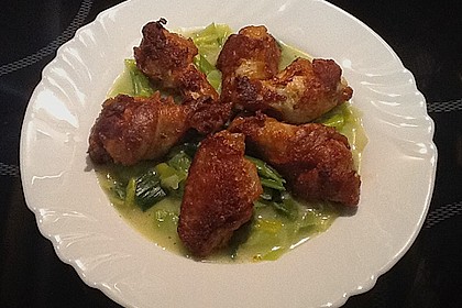 Chicken Wings auf Porree-Kokoscreme Beet 1