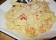 Pasta mit Gernelen Pesto-Sahne So&szlig;e