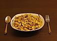 Bandnudeln mit Schweinefilet in Champignon-Rahm-Sauce