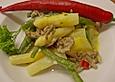 Spargel-Hack Pfanne mit gr&uuml;nen Bohnen und Pellkartoffeln
