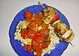 Bandnudeln mit frischer Tomatenso&szlig;e und Putenspie&szlig;