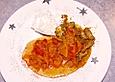 Schweinegeschnetzeltes in Pfirsich-Ragout