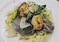 Pasta mit gr&uuml;nem Spargel, Garnele, Artischocken und Austernpilzen