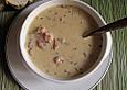 K&auml;sesuppe mit Pfifferlinge und Fleischkl&ouml;&szlig;chen