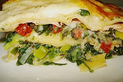Spinat-Lauch-Lasagne mit R&auml;ucherlachs