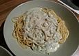 Spaghetti mit Drei K&auml;se-Sauce