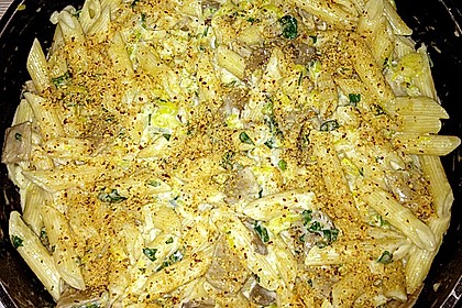 Porree-Nudeln mit Austernpilzen