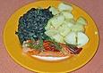 Lachs in Zitronensauce mit Spinat und Kartoffeln