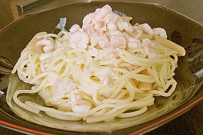 Spaghetti mit Krabben und Sahneso&szlig;e